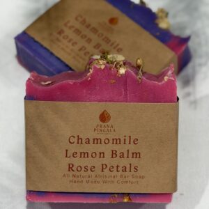 chamomile, lemon balm, rose, petals