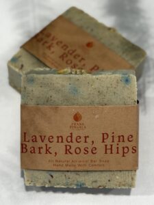 lavender, pine bark, rose hips