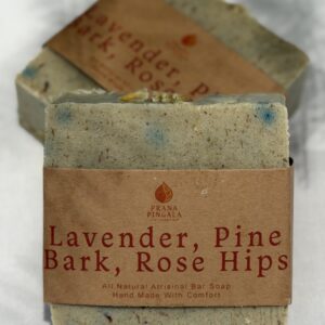 lavender, pine bark, rose hips