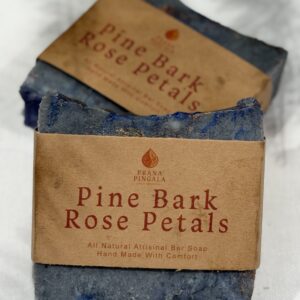 pine bark, rose petals